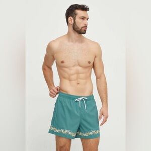 Abercrombie & Fitch Green Embroidered Swim Short Trunks Large